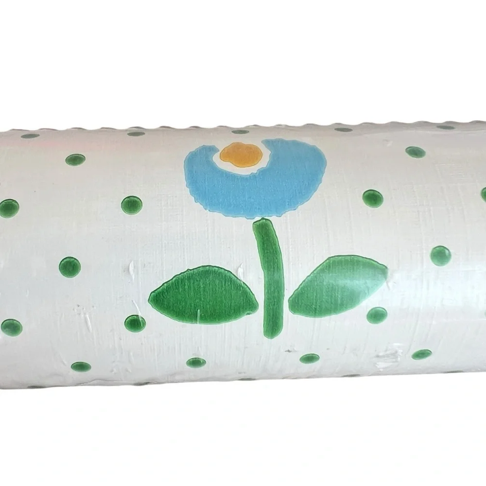 Vintage Cat Kitty Wallpaper Double Roll Polka Dots Flowers Kitschy Sunworthy NOS